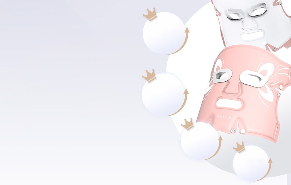 Composition de masques cosmétiques roses et blancs avec des éléments ronds