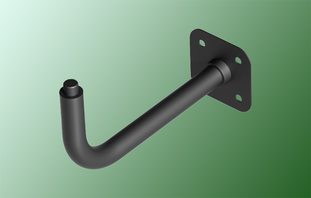 Crochet de montage mural noir présenté en vert