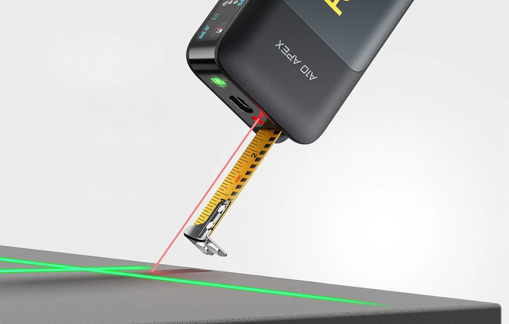 Mètre laser 3-en-1 avec télémètre intégré, laser à ligne croisée et mètre ruban rétractable