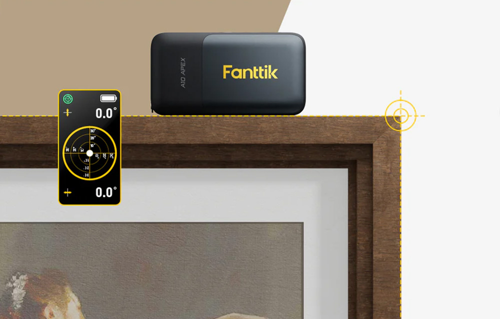 Mètre laser 3-en-1 sur un cadre photo