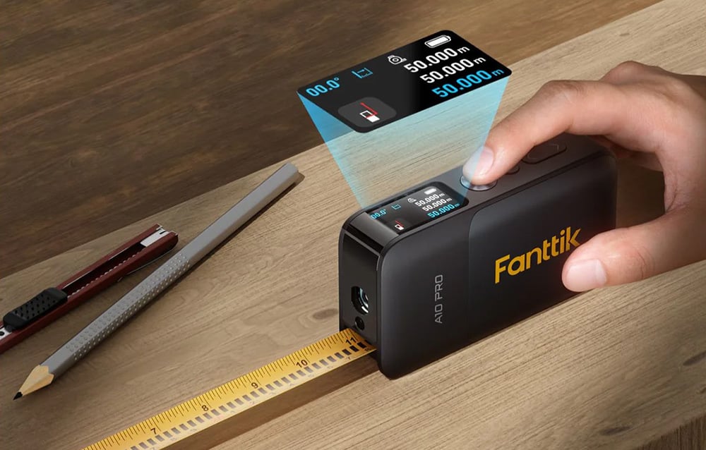 Mètre laser 2-en-1 avec affichage LED