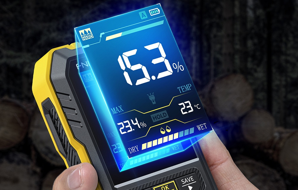 FNIRSI WMT-10 wyświetlający odczytane dane