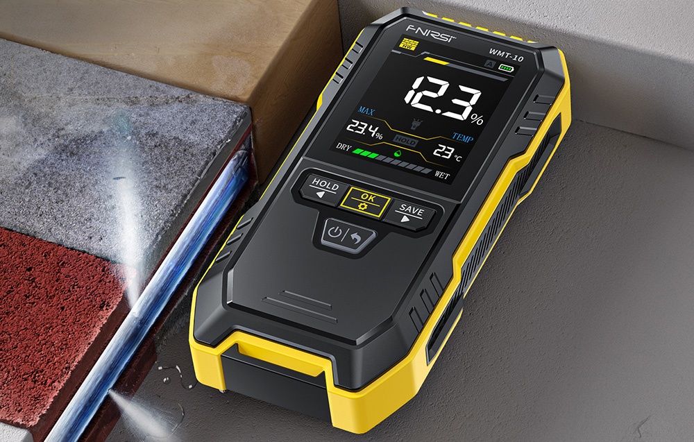Miernik wilgotności FNIRSI WMT-10 w kolorze żółtym