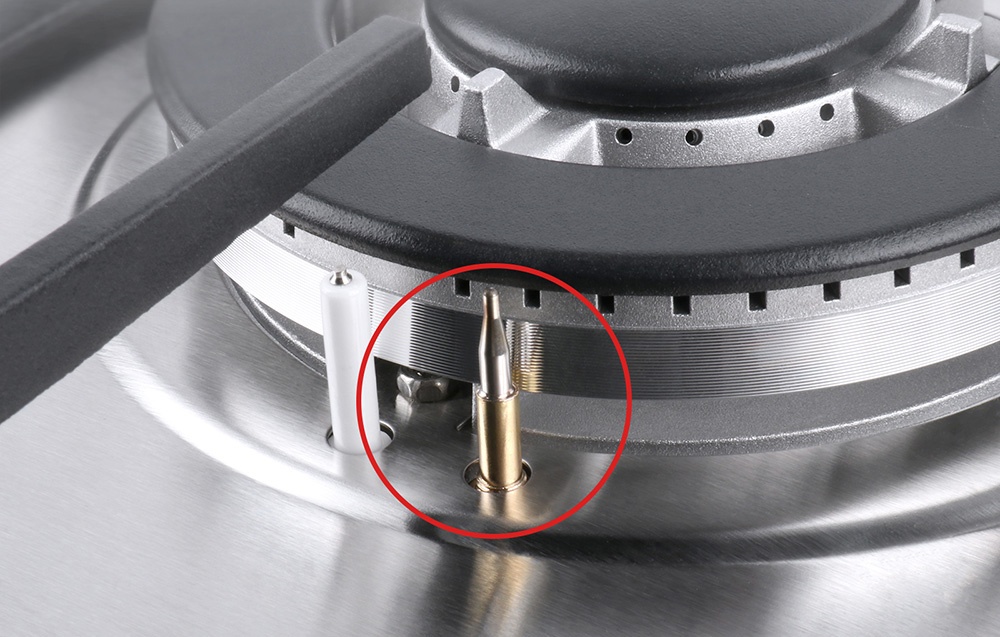 Gros plan sur un brûleur avec indication du système d'allumage