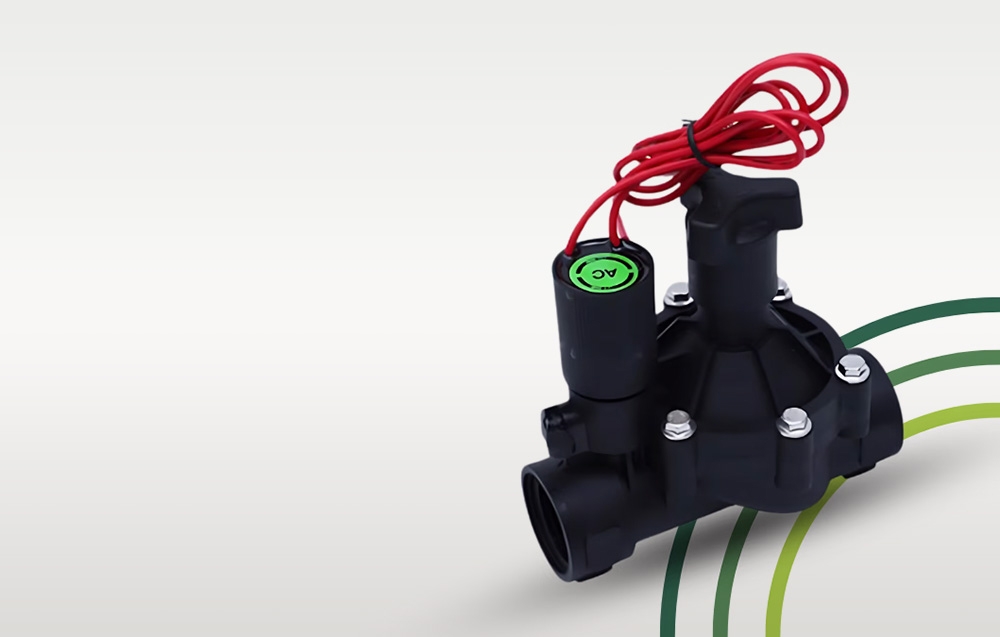 Robinet d'irrigation électromagnétique noir avec fil rouge