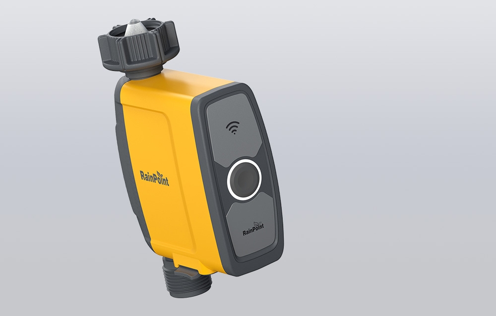 Contrôleur d'irrigation RainPoint en jaune.