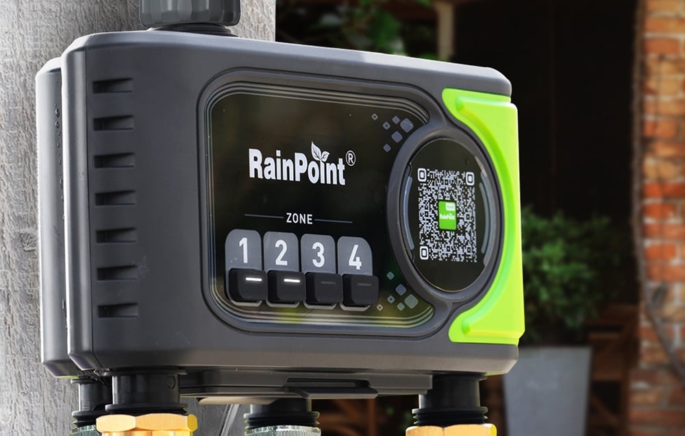 Contrôleur d'irrigation RainPoint dans un boîtier gris-vert